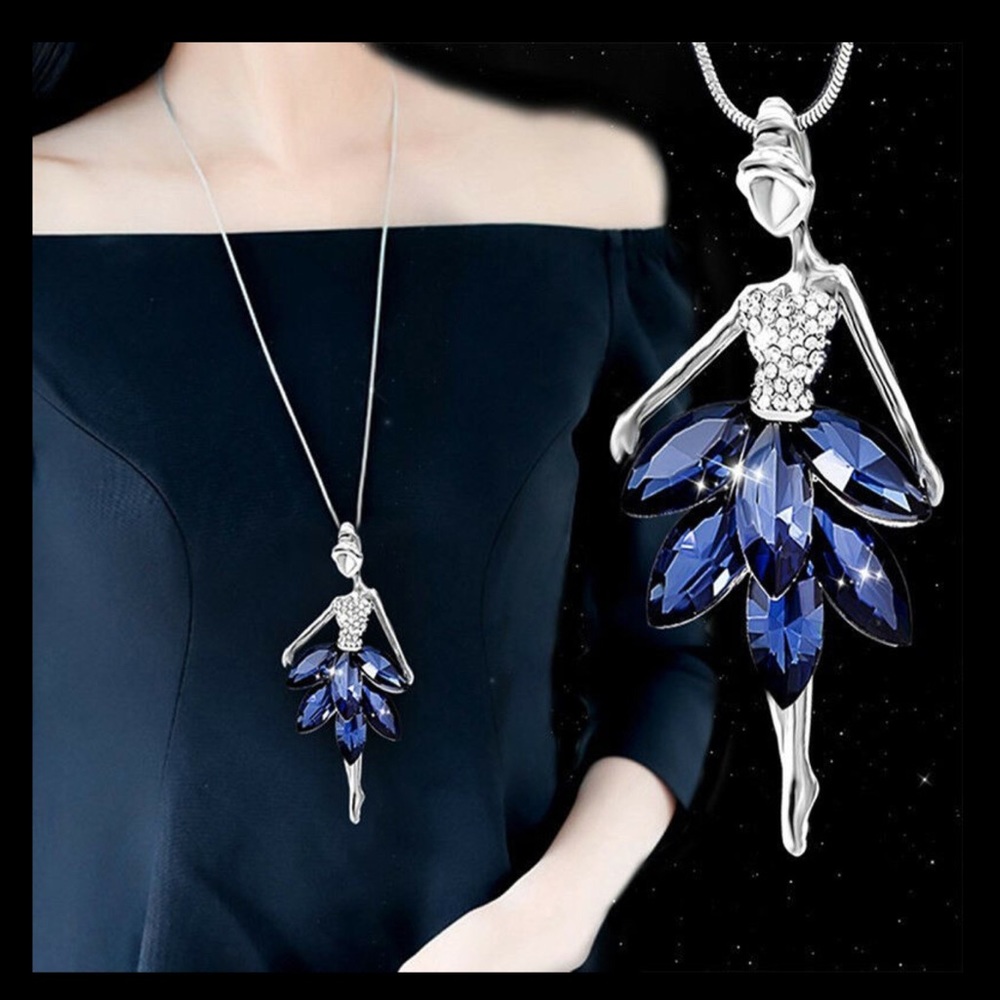 ❤️gorgeous sapphire ballet dancer long necklace
